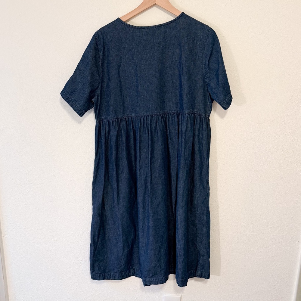 Vintage Bechamel Denim Dress Petite PL Birdhouse Embroidered Cottagecore - Picture 4 of 5